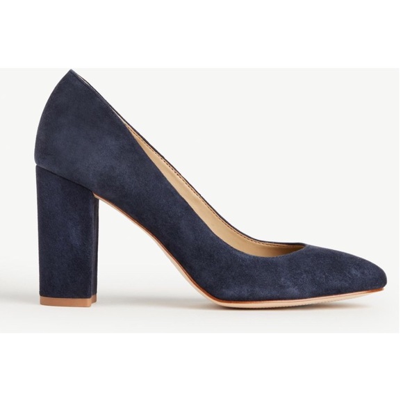 navy block heel pumps